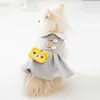 Mini robe de printemps et d'été pour chien et chat, fine, respirante, mignonne, sans manches, vêtements pour animaux de compagnie avec sac ours, jupe gilet pour chiot Teddy