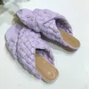 SUOJIALUN Sommar Kvinnor Tofflor Märke Weave Dam Sandal Skor Låg öppen tå Platta Casual Slides Beach Flip Flops Stor storlek 35-42 HWS323