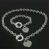 Hot sell Födelsedag Julklapp 925 Silver Kärlek Halsband+armband Set Bröllopsuttalande Smycken Hjärthänge Halsband Armband Sets 2 i 1