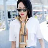 Womens Silk Cravat Letter Stripes Pattern Neck Scarf Headband Ties Headscarf Handbag Decoration Fashion Accessories 2021