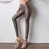 Snakeskin Bronzing Leggings Mulheres Sexy Cintura Alta Cintura Elástica Elástico Push Up Gym Roupas Fitness Workout Legging Slim Pants Femme 211215