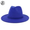 Unisexe hommes femmes blanc Fedora chapeau couleur unie plat large bord laine feutre classique Gentleman casquette Jazz Trilby Cowboy chapeaux