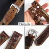 Retro Watch Band Strap 20mm 22mm 24mm Genuine Leather Watchbands homens Mulheres Mulheres relógios de pulso Acessórios Correa Samsung Galaxy Active 2