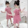 Summer Girls Dress 12 Children's Clothing Sweet Lattice Dress 9 Student Fashion Dresses 8 Kids 7 Years Old 6 New Lattice Dress Q0716