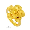 Flor grande feminina 24k banhado a ouro anéis de cluster njgr025 moda presente de casamento mulheres amarelo ouro placa de jóias