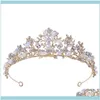 Headbands Jewelryfloralbride Alloy Rhinestone Crystal Pearls Wedding Tiara Crown Bridal Hair Aessories Bridesmaids Princess Women Jewelry Dr