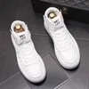 Fashion Designer Men Business Wedding Shoes Luxury Style High top Male Footwear Casual Sneakers White Round Toe Thick Bottom Causal boots Y51