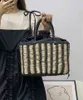 Einkaufstaschen Bohemia Rattan Woven Handtaschen für Frauen Gestreifte Tote Kordelzug Top-Griff Damen Sommer Hand Stroh Strand Tragbare 220301