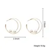 Hoop & Huggie Trendy Simple Gold Color Double Circle Earrings For Women Girl Minimalist Pearl Round Metal Party 2021