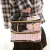 PVC Transparent Cosmetic Bag Organizer Travel Toiletry Bag Set Pink Beauty Case Makeup Case Beautician Vanity Necessaire Trip 21078646391