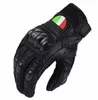 Motocross Carbon Fiber Echte Leder Handschuhe Motorrad Motorrad MX Dirt Bike Schwarz Grün Handschuhe H1022