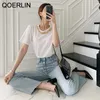 Basic Tops Korean Chic Summer O Neck Pullover Chain Decoration Loose Casual Solid Short Sleeve White Black T-shirt Top 210601