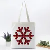 Eco الصديقة الصديقة لإعادة الاستخدام Deer Snowflake Christmas Facs Party Forms Handbags Colcery Canvas تخزين الكتف حقيبة عمل هدية العطلة Th0082