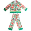 Peach Print Women Nightwear Suit Casual Loose Ladies Pyjamas Hem Tyg Summer Simulering Silk Girl Sleep Wear1293494