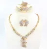 Afryki Koraliki Zestaw Biżuterii Kobiety Gold Color Crystal Wedding Party Naszyjnik Bransoletka Kolczyk Pierścień Fine Jewelry Set H1022