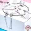 BAMOER 925 en argent Sterling amour coeur chaîne de sécurité breloques bouchon pendentif ajustement femmes Bracelets bijoux à bricoler soi-même SCC1112