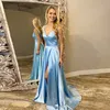 2021 Abendkleider echte Bilder sparkly pailletten vor Schulter luxuriöse High Side Split Prom Kleid mit abnehmbarer Zug langes formelles Partykleid