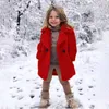 (18M-6T) Manteau rembourré en peluche de couleur unie à manches longues pour enfants Veste chaude en fausse fourrure coupe-vent hiver épais F8 * 211204