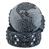 Ceinture Western Bb Simon de ciel sombre avec strass scintillants pour hommes et femmes, ceintures de styliste à la mode