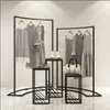 Hangers Racks Clothing Store Display Rack in de eilandkast Women039s winkel horizontale bar ijzer art3575791