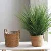 Handmade Bamboo Storage Baskets Laundry Straw Patchwork Wicker Rattan Seagrass Belly Garden Flower Pot Planter Basket 211130