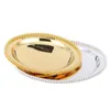 Geschirrteller Luxus silberne Gold Ladegerät Metallschale 25 cm 9 8 Runde Nusskuchen für Heim Weihnachten Dekoration 271i