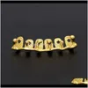 Grillz dents du corps dentaire Grillz lave volcanique goutte à goutte or grilles hommes Hip Hop bijoux Zdj3V