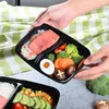 new 150Set/lot Plastic Disposable Bento Box Meal Storage Food Prep Lunch Box 2 Compartment Microwavable Containers Home Lunchbox EWD7640