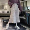 Nomikuma Autumn Winter Velour Floral Skirts Korean Causal Stretch High Waist A-line Skirt New Faldas Mujer Moda 6D317 210427