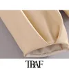 Traf Women Fashion pu faux skórzane luźne bluzki vintage długie plisowane rękawie