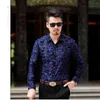 Mens Floral Embroidery Lace Shirt Sexy Transparent Dress Shirt Men Mesh See Trough Club Party Event Prom Chemise Homme 210522