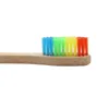 Brosse à dents à manche en bambou anti-dérapant à long manche arc-en-ciel brosses à dents poils respectueux de l'environnement dents outil de nettoyage fournitures de salle de bain BH5509 WLY
