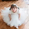 Baby Girls Chopening Gown för 1: a Birthday Flower Girl Party Dresses Wedding Princess Dress E23123 210610