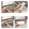 Toilet Paper Holders Punch-Free Roll Holder Black Aluminum Cling Film Towel Rack Kitchen Accessories Tissue Hanger Wall Organizer Storage Sh