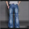 Одежда одежда Drop Доставка 2021 Мужская большая нарезанная загрузка нога вспыхнутая рыхлая подходит высокая талия мужской дизайнер классические джинсовые джинсы брюки колокол внизу I8Q