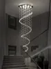 현대 LED 크리스탈 샹들리에 조명 호텔 홀 계단을위한 나선형 계단 펜던트 전등