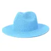 Summer Men Women Outdoor Travel Seaside Sunscreen Fashion Sun Straw Hats Panama Yellow Green Jazz Caps Sun Protective Beach Cap