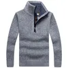 Design Saldi Autunno Uomo Pullover lavorato a maglia caldo spesso Maglioni dolcevita a maniche lunghe solidi Mezza zip Cappotto invernale in pile caldo Comf