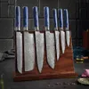 Xituo VG10 Damascus Steel Cithorknife Set 1-7PCS Luxury Blue G10ハンドルシャープダマスカスシェフナイフクリーバーSantoku Knife