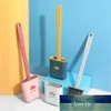 Silicone Toilet Brush Proof With Base Wc Flat Head Flexible Soft Bristles Brush with Quick Drying Holder Set Bathroom Cleaning