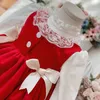 Baby Girl Spanish Turkey Dress Bambini Lolita Princess Ball Gown Infant Red Year Abiti Toddler Birthday Party Vestidos 210615