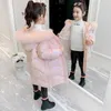 Winter Jacket Kids Printed Glossy Long Down Coat Children's Outerwear Cold Snowsuit For Girls Jacket Clothes TZ901 H0909