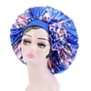 Grand imprimé fleuri Satin soie femmes Turban Bonnet bonnet de sommeil élastique large bande tête enveloppement soins des cheveux dames africaines nuit chapeau couverture