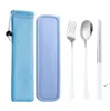 newPortable tableware Set Cutlery Stainless steel spoon Fork chopsticks dinnerware box 3pcs Dinner Restaurant Kitchen Tools EWE5263