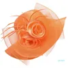 Lawliet Wide Bravel Womens Satin Crin Feather Sluier Flower Church Derby Race Tea Party Jurk Hat A433