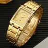 Wwoor Mens Luxo Relógios Gold Quartz Quartz Watch Homens Top Marca Data Relógio Impermeável Pulseira Dourada Business Masculino Wrist Watch 210527