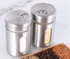 Groothandel kruid kruid gereedschap 80ml shakers potten opslag jar zout peper shaker roestvrij stalen metalen met raam keuken tool