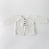 Klädsuppsättningar 2021 Vår Höst Baby Girl Outfits Kläder Set Born Pure Färg Sticka Coat + Rompers Suit Spant Girls