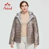 astrid秋冬女性のコート女性防風暖かいパーカーファッション薄いジャケットフード大型女性服9299 210819