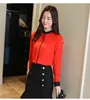 Mode femmes coréennes blouse à manches longues haut solide tempérament en mousseline de soie blouses mince bureau dame blusa 0939 40 210506